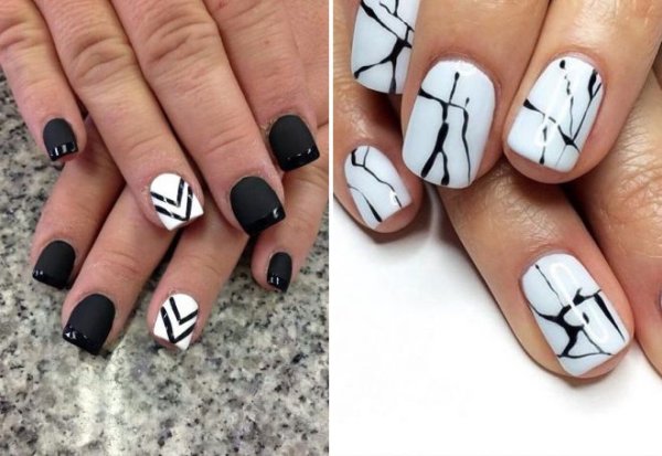 Маникюр чёрно-белый на последний звонок