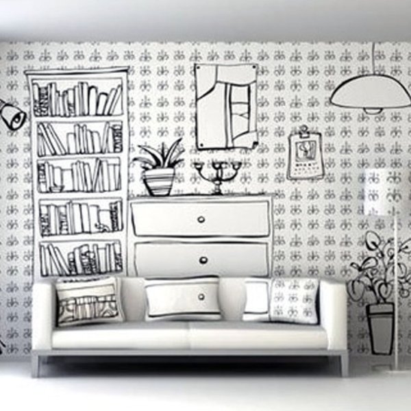Трафареты для декора стен в гостиной