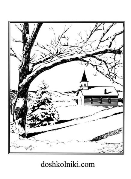 Новогодний пейзаж для выжигания