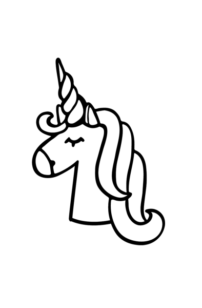 Черно белый Единорог для распечатки