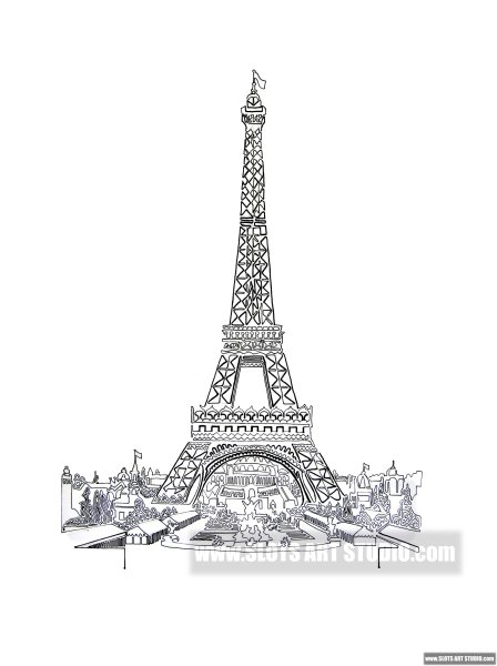 Эйфелева башня на белом фоне