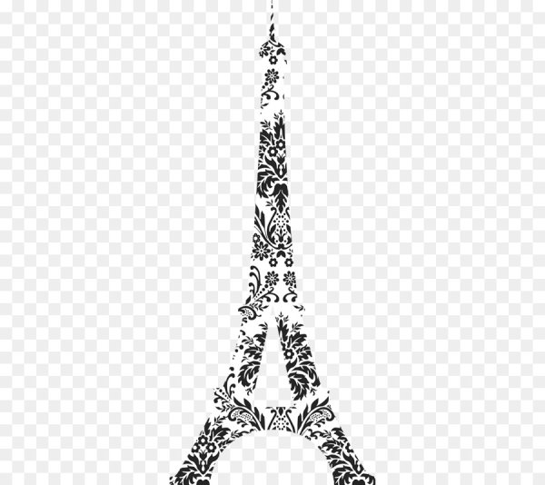 Эйфелева башня черная на белом фоне