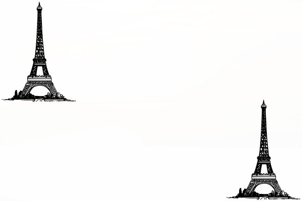Черно белая Эйфелева башня на белом фоне