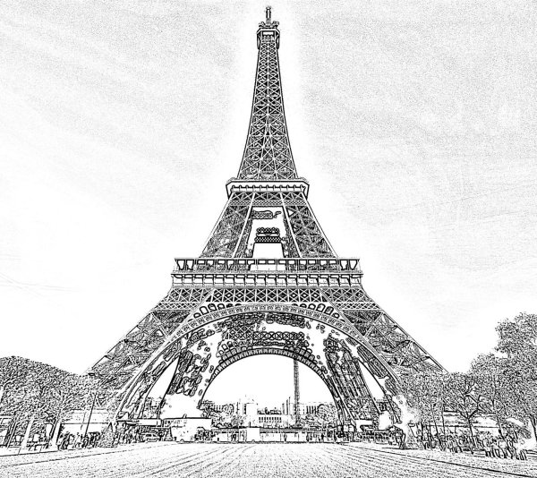 Рисунок Эйфелевой башни в композиции