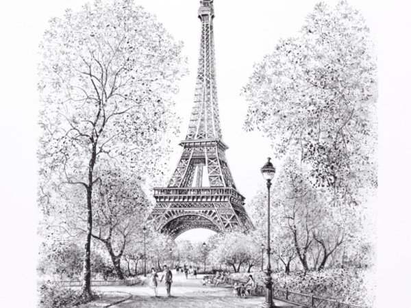 Пейзажи Парижа карандашом