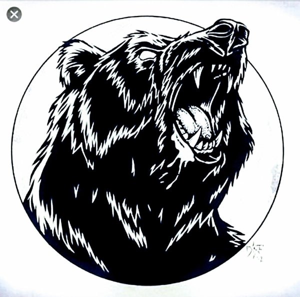 Тату медведь чб