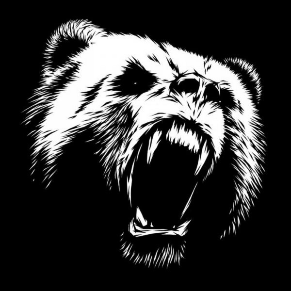 Злой медведь черно белый
