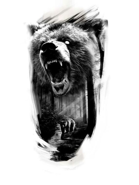 Медведь тату эскиз