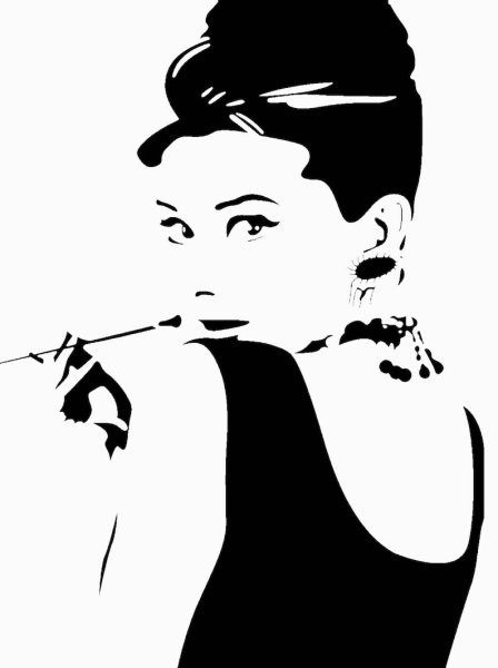 Портрет Одри Хепберн черно белый