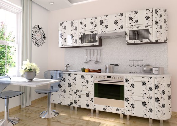 Черные обои на кухне