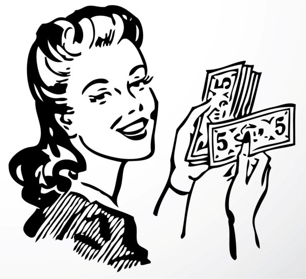 Деньги иллюстрация чб