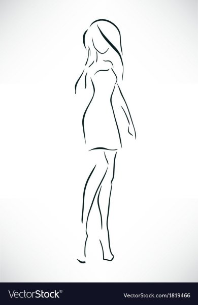 Набросок силуэта девушки