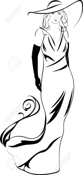 Очертания дамы в шляпе