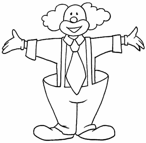 Веселый клоун раскраска