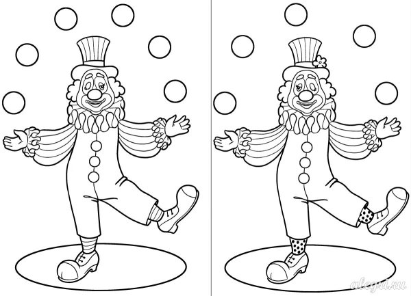 Клоун рисунок черно белый