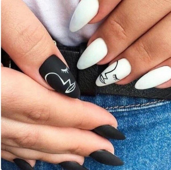 Молодёжный маникюр на длинные ногти