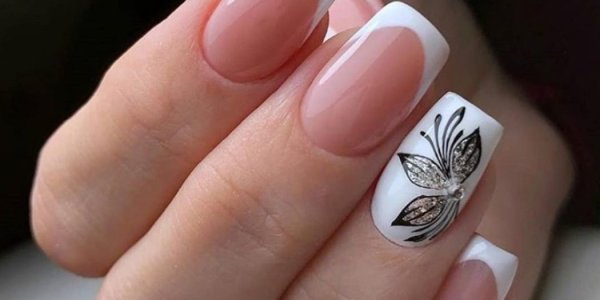 Френч с бабочкой маникюр 2021