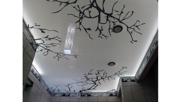 Фотопечать на потолке черно белая