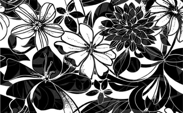 Керамическая плитка белая с черным рисунком