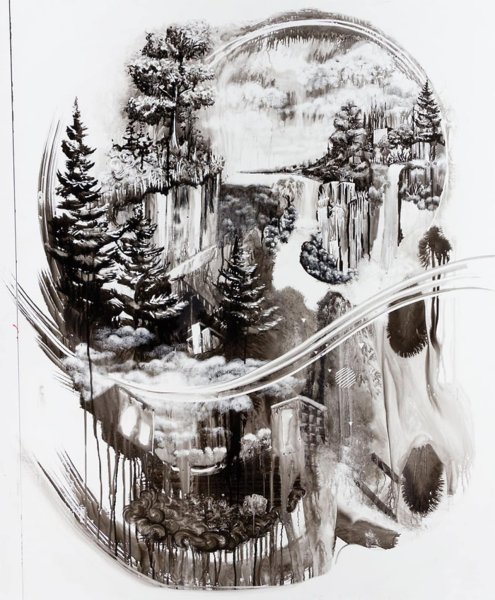 Чёрно-белая Графика природа