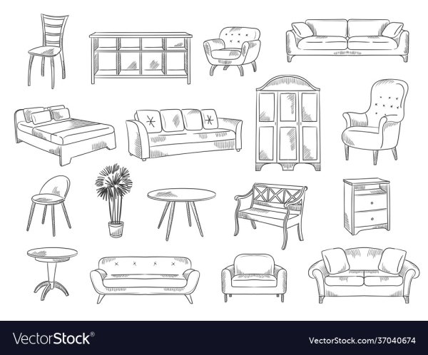 Мебель эскиз вектор