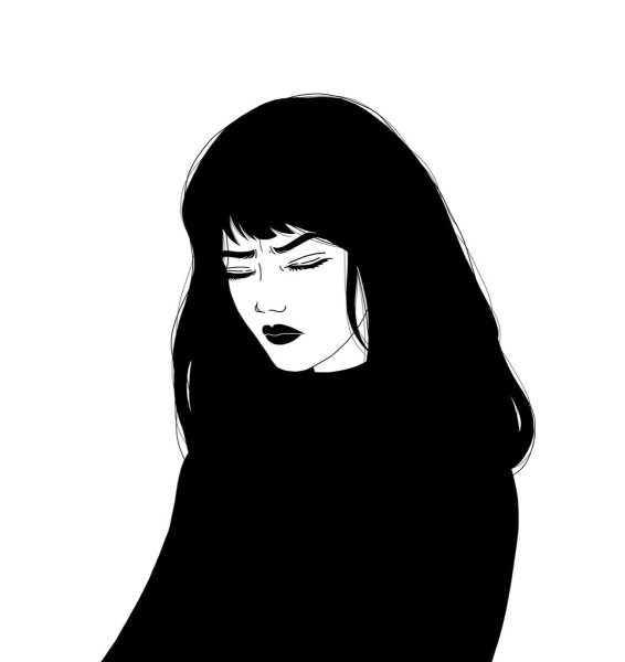 Стикеры грустные черно белые