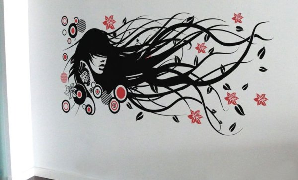 Роспись стен девушка черно белые