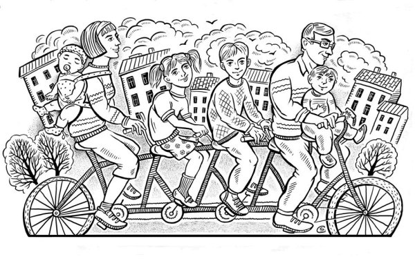 Раскраска спортивная семья