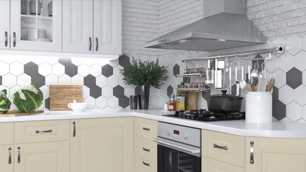 Фартук для серой кухни скагди