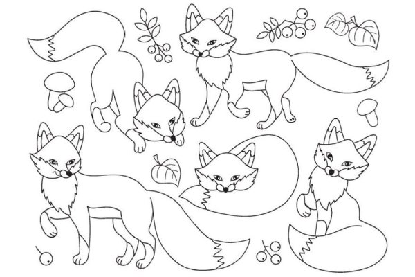 Лиса раскраска маленькая