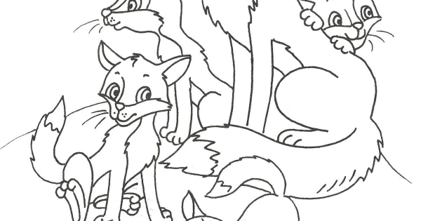 Раскраска лиса в листьях