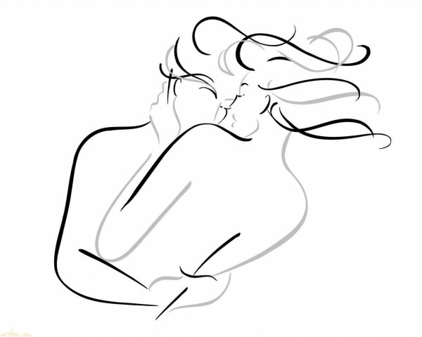 Силуэты влюбленных на черном фоне