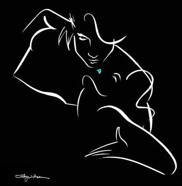 Картина силуэт мужчины и женщины