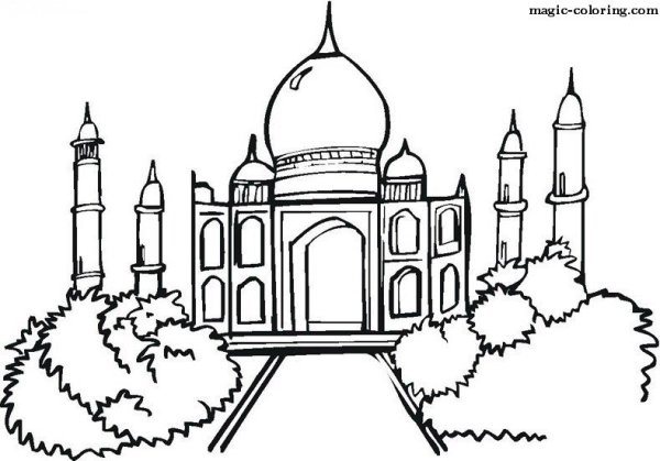 Тадж-Махал Индия раскраска