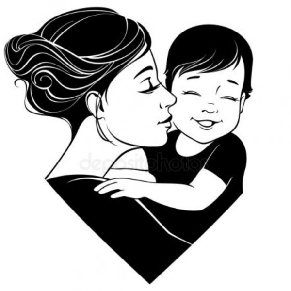 Силуэт мамы и сына