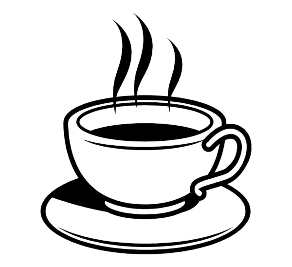 Чашка кофе черно белая