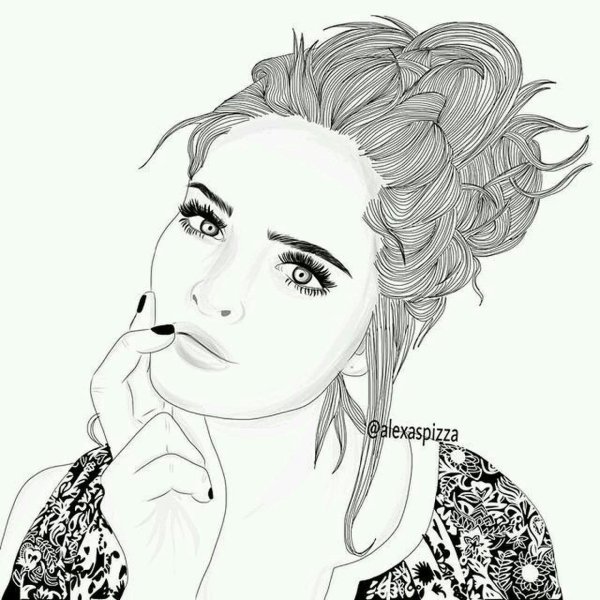 Рисунки чёрно белые девушки
