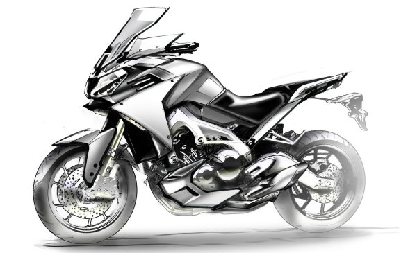 Спортивный мотоцикл карандашом