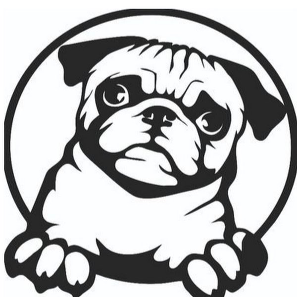 Мопс вектор черно белый