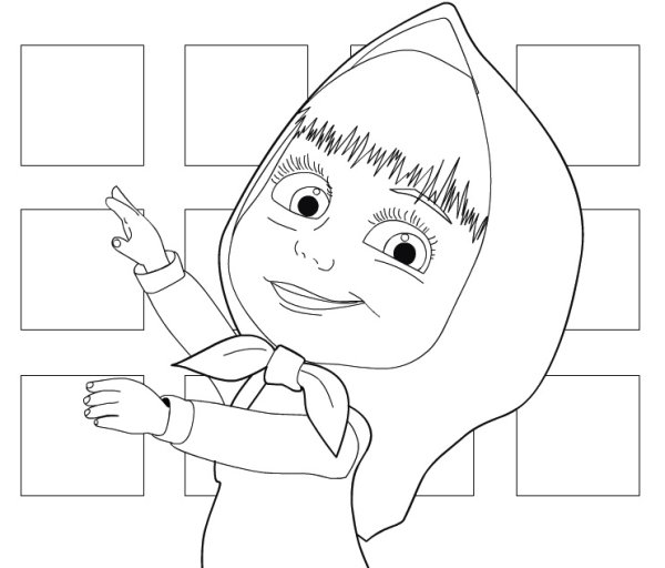 Маша и медведь черно белый