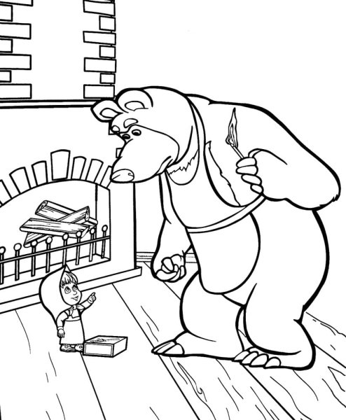 Раскраски для детей Маша и медведь