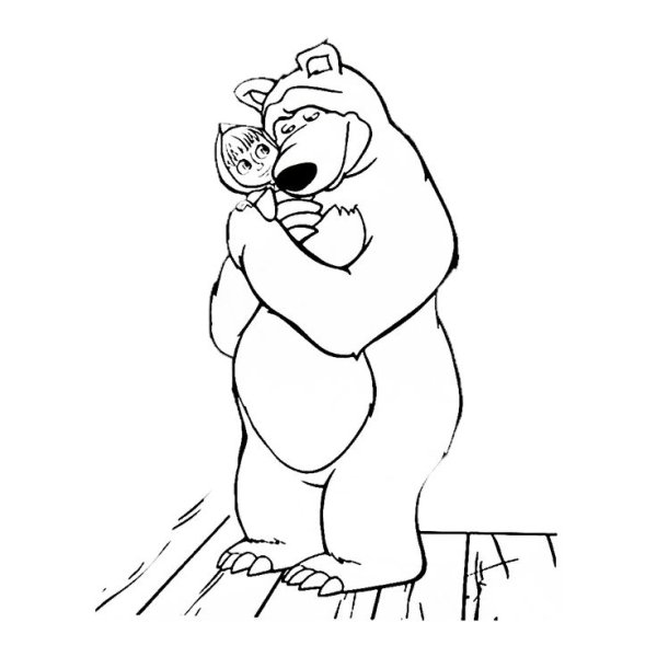 Раскраска. Маша и медведь