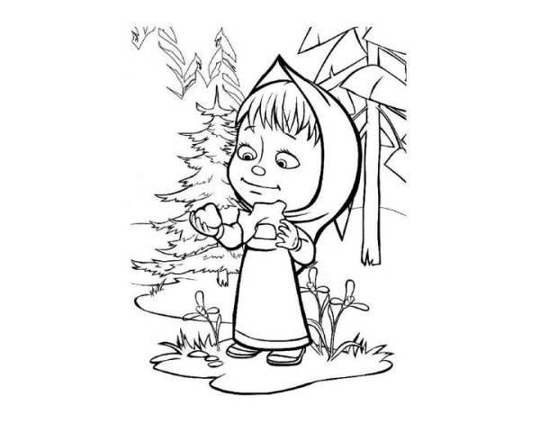 Раскраска. Маша и медведь