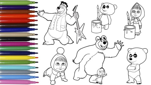 Раскраска Маша и медведь Панда