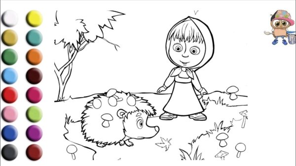 Раскраска. Маша и медведь