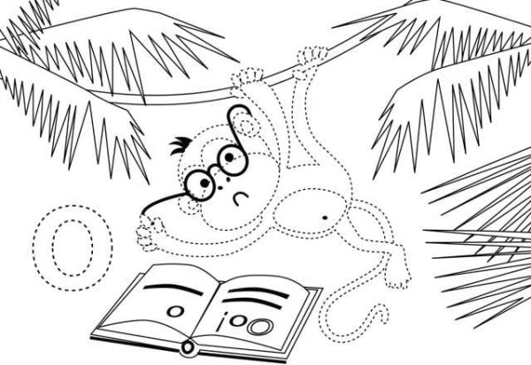 Мартышка и очки раскраска