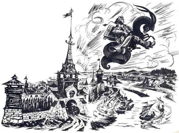 Линогравюра конек горбунок