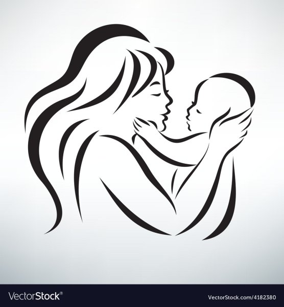 Трафарет матери и ребенка