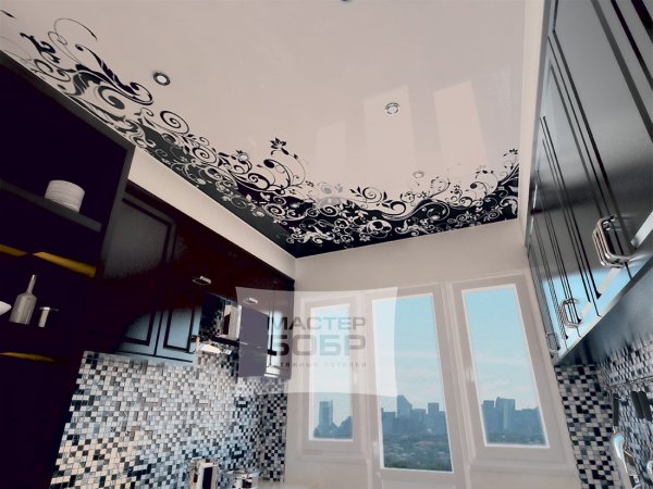 Натяжные потолки черно белые