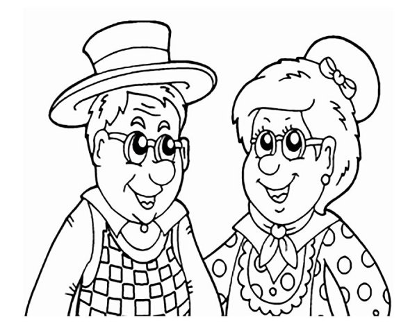 Бабушка и дедушка рисунок раскраска